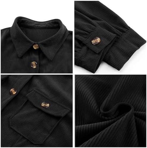Alaster Queen Women's Corduroy Long Sleeve Button Work Tunic Short Dresses