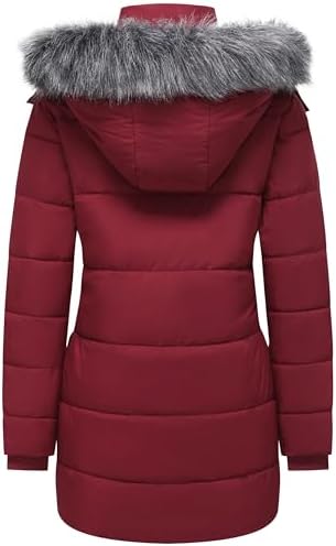 GGleaf Women's Winter Puffer Coat with Removable Fur Hood Warm Snow Jacket