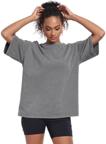 Womens Vintage Oversized T Shirts Acid Washed Baggy Cotton Tee Workout Gym Shirts Boyfriend Short Sleeve Tops