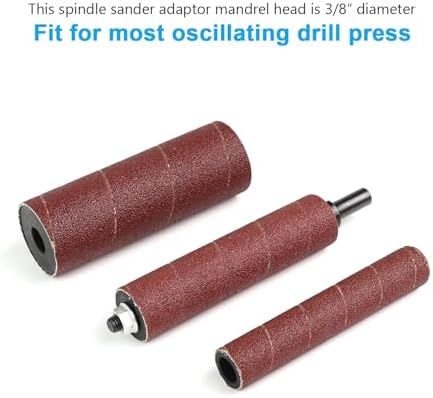 Spindle Sander Adaptor 4-1/2" x 1/2" with Rubber Sanding Drum Kit OD 3/4", 1", 1-1/2" and Sandpaper Sleeves Grit# 80,120 - S/10