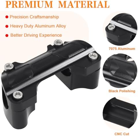 Black 1.5" Tall Handlebar Riser Top Clamp Kit for 1" Bars Harley