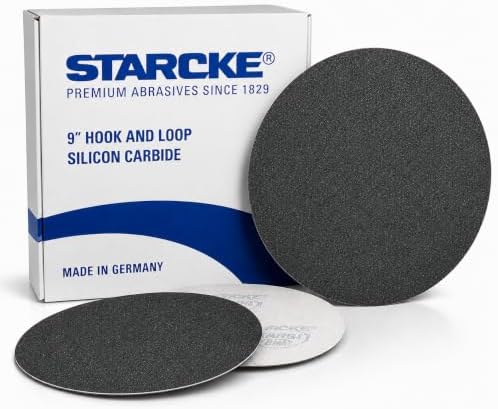 9 inch Sanding Discs Hook and Loop Round Sand Paper Discs 24 Grit, 25 Pack Black Silicone Carbide No Hole Hook and Loop Sanding Disc, Orbital Sander Pads for Wood,Auto Body, Paint & Plastics