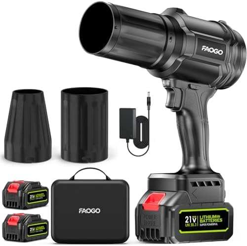 Cordless Leaf Blower with 2 Batteries & Charger - 990,000 RPM Electric Handheld Blower, Lightweight for Lawn, Yard, Patio, Garden Care - Light Black