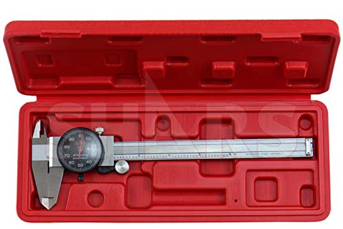 Shars 0-6" Precision Stainless Steel Shock Proof Dial Caliper .001" Graduation, Black Face 303-1305B P