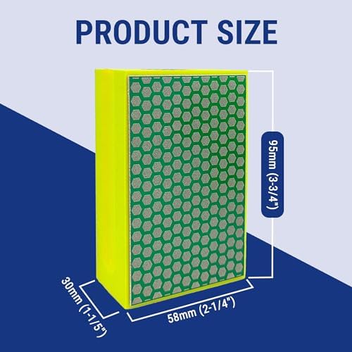 Diamond Hand Polishing Pad Diamond Sanding Block Foam Backed Diamond Sponge Sanding Pads for Wet or Dry Grinding polishing for Granite Marble Stone Tile Glass Ceramic (4, 400# Hexagon)