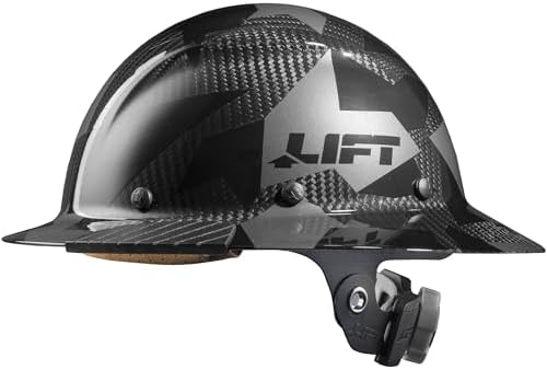 LIFT SAFETY Dax Carbon Fiber Full Brim Hard Hat | Safety/Construction Helmet w/ 6 Point Suspension for Comfort & Impact Protection