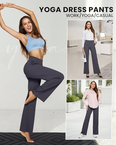 G4Free Yoga Pants for Women Wide Leg Pants with Pockets High Waisted