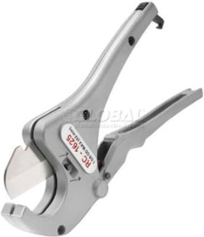 RIDGID 23498 Model RC-1625 Aluminum Ratchet Action 1/8" to 1-5/8" Plastic Pipe And Tubing Cutter, Silver, Small