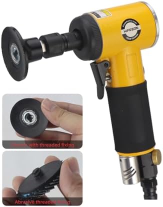 Pneumatic Mini Orbital Sander 2 inch Grinder Polisher Kit, 2-in-1 Air Right Angle Grinder Polisher Kit with 55pcs Roll Lock Discs,Use For Metal & Woodworking