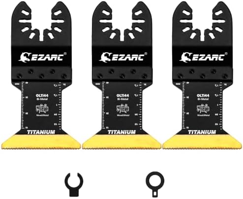 EZARC Titanium Oscillating Tool Blades, Oscillating Multitool Blades for Metal, Wood Nails, Screws Cutting, Plastic, 3 Pack