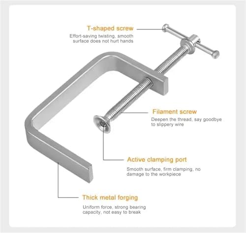 2 Pcs Woodworking G-type Fixture Steel Strong F-clip Board Flat Clamping Device C-type Rocker Carpentry DIY Fixed Clip For Woodworking(Silver B)
