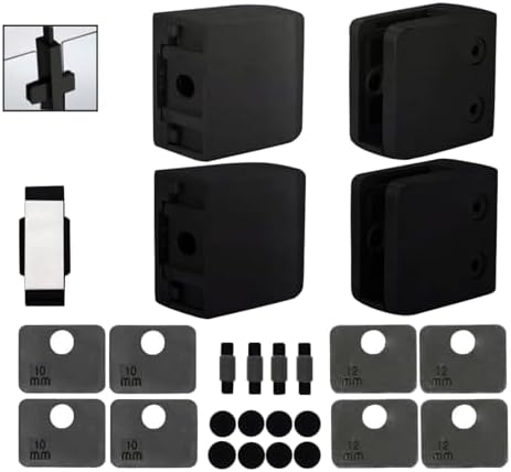 Stainless Steel 316 Square Flat Back Glass Clamp 55 x 55 mm for 3/8" - 1/2" Tempered Glass or Laminated Glass, Matt Black Finish, GC-056B, 40 Pieces