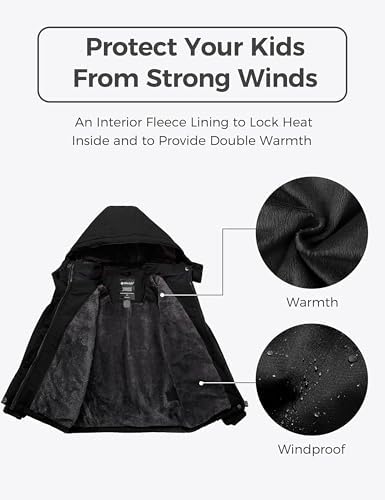 wantdo Girls Winter Ski Coat Fleece Snowboarding Jacket Waterproof 10000mm