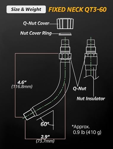 Mig Welding Gun Accessories Aluminium Fixed Neck QT3-60° Replacement for Bernard style Neck QT3
