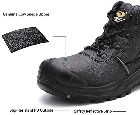 DRKA Water Resistant Steel Toe Work Boots For Men,6'' EH-Rated Safety Boots