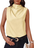 Cicy Bell Womens Mock Neck Satin Tank Tops Silky Business Casual Outfits