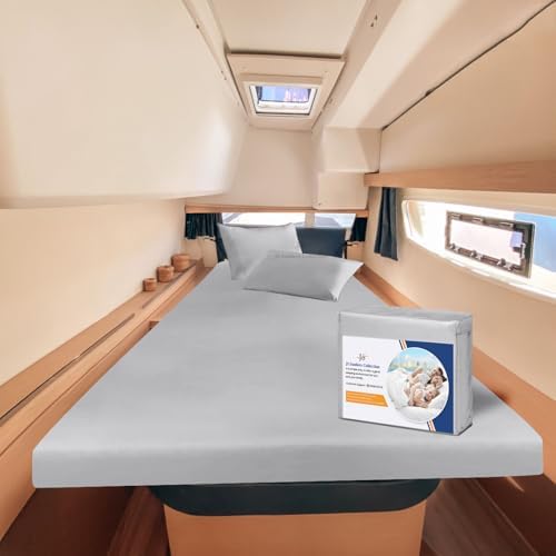 JS Sanders XL V Berth Boat Sheet 3 Pcs 600 TC Egyptian Cotton,Silver