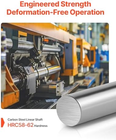 VEVOR 2PCS Linear Motion Rod, 25 mm x 1000 mm (0.98 x 39.4 in), SFC25 Carbon Steel Linear Rod Shaft, Anti Rust and High Precision, High Hardness Shaft, for Cutting Grinding Milling Drilling Machine
