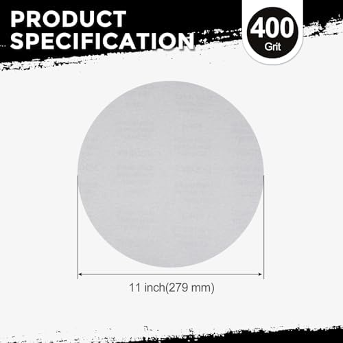50Pcs Sanding Discs 11In 400Grit Hook and Loop Sandpapers White