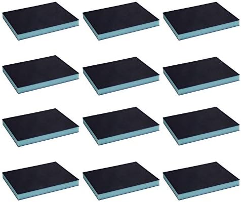 Utoolmart Sanding Sponge Sanding Blocks, 220 Grit Wet Dry Sandpaper Sponge, Washable and Reusable Sand Sponge Kit, for Kitchen Cookware Cleaning and Rust Removal of Rusted Metal, Blue, 12 Pcs