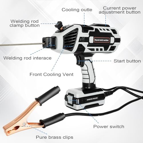 Portable Welding Machine, 110V Handheld Welder Machine with IGBT Inverter 6 Variable Current Adjustment 20-120Amp Welding Output for Metal Welding, Fence Repair, Ironwork Fabrication