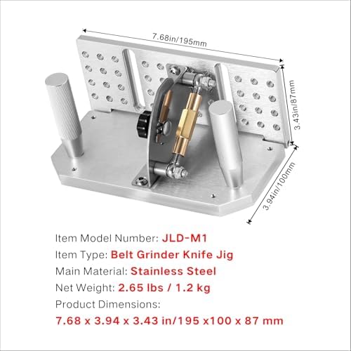 Belt Grinder Knife Jig, -5°~25° Angle Adjustable, 7.68" Long with Dual Handles and Dual Press Plates, for Angle Grind Guide in Belt Sander Blade Making.