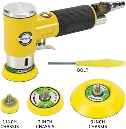 1/2/3 Inch Air Sander Sets For Car Polishing, High Speed Air Mini Polisher, Pneumatic Mini Orbital Sander Set with 27 Polishing Buffing Pads,30 Sandpapers