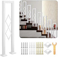 U-Shaped Stair Handrail, White Wrought Iron Hand Rails Decorative Railing for Indoor Stairs, Porch Deck Loft Corridor Safety Non-Slip Support Poles, with Diamond Pattern (White/3.3FT/100CM)