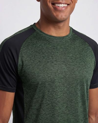 5 Pack Men's Dry Fit Workout T Shirts Crew Neck Athletic Gym Running Tees