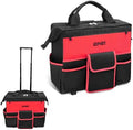 DNA MOTORING 18in Canvas Rolling Tool Bag, Telescoping Handle 600D Large Roller Tool Bag, Tools Bag Organizer for Electrician, Carpentry, HVAC, TOOLS-00640