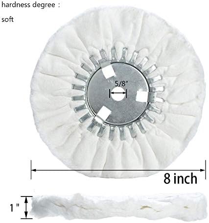 8" Soft Airway Buffing Wheel White Flannel / 5/8'' Arbor Hole/Finish Polish Step for Angle Grinder - 2 PCS