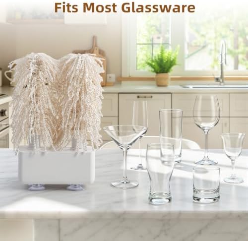 Home Glass Polisher for Wine Glasses Stemware Dryer with 4 Brush Heads