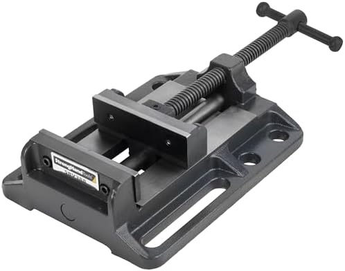Strong Hand Tools 6.3" Heavy Duty Drill Press Vise, 3000 lb Clamping Force, Portable Bench Vise with Slotted Base, Hardened V-grooved Jaws, SBV388