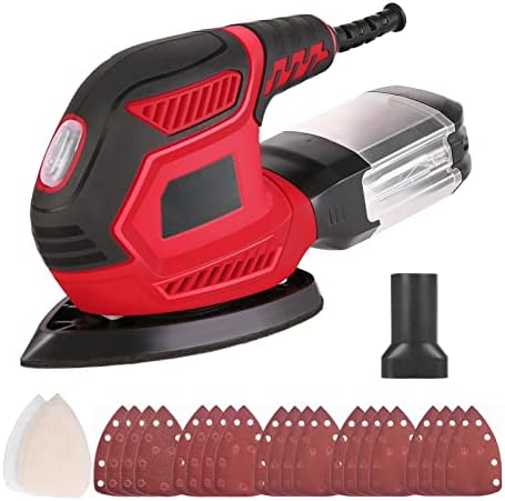 Sander, 200W Detail Sander has 2 Pcs Polishing Pads, 14000RPM, Compact Electric Sander with 20Pcs sandpaper, Hand Sanders with Efficient Dust Collection System for Woodworking, Sanding Works in Home