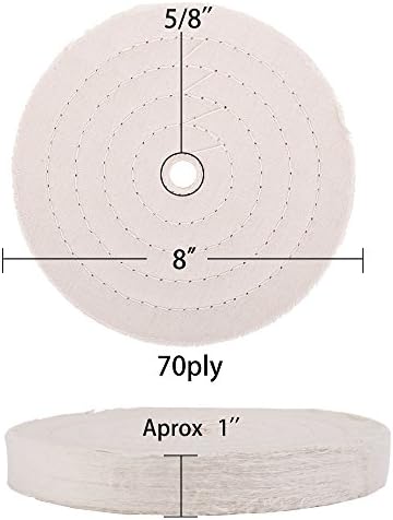 SCOTTCHEN Buffing Polishing Wheel 8" x 5/8" Arbor x 70Ply White Fine Cotton for Bench Grinder - 1 PCS