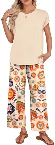 WIHOLL Two Piece Sets for Women Summer Spring Outfits Lounge Sets Beach Vacation Clothes Airport Travel Matching Clothing