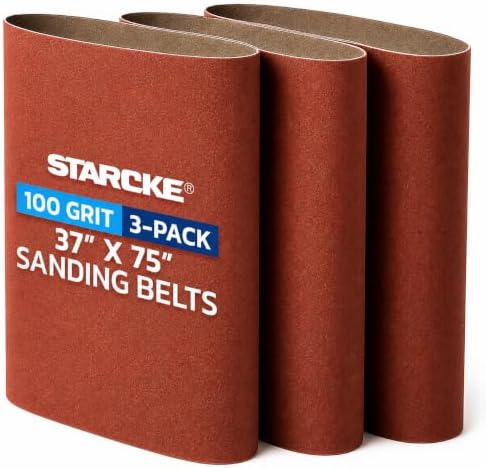 STARCKE 37 x 75 Inch Sanding Belts - 100 Grit Aluminum Oxide 5 Pack