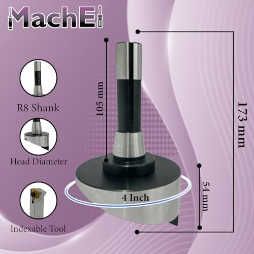 MachEl 4" Fly Cutter with Indexable Carbide Insert Tool, R8 Shank