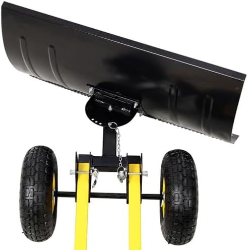 Snow Shovel with Wheels for Driveway, 29 Inch Heavy Duty Snow Pusher with Adjustable Handle & Multi-Angle Blade, Steel Wheeled Snow Plow for Sidewalk, Patio, Yard