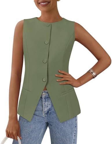 PRETTYGARDEN Women Tailored Suit Vest Business Casual Tops