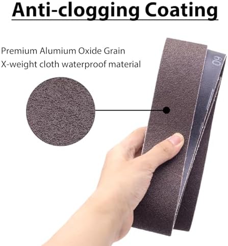 2 x 72 Inch Sanding Belts, 60 Grit,6 Pack