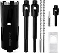 Diamond Core Drill Bit 3"(76mm) with Pilot Bit & Adapters (SDS Plus & Hex) – Upgraded Welded Segments, 8.6" Depth – for Concrete, Solid Brick, Hollow Brick, Masonry & More