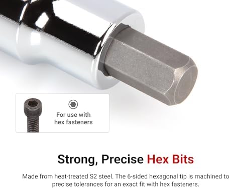 TEKTON Hex Bit Socket Set, 14-Piece | SHB92102 | 1/2 Inch Drive, (6 - 19 mm), Socket Rail
