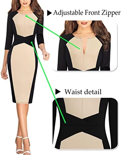 VFSHOW Womens Work Business Office Zipper Up Slim Bodycon Sheath Dress