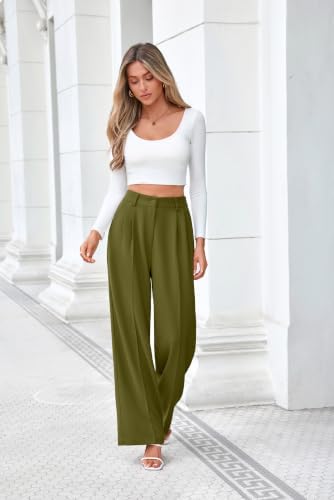 FUNYYZO Wide Leg Dress Pants for Women Work Slacks Business Casual Outfits