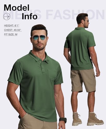 ZITY 5 Pack Polo Shirts for Men with Pocket Dry Quickly Short Sleeve Athletic Outdoor Work Collared Shirts