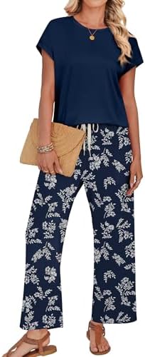 WIHOLL Two Piece Sets for Women Summer Spring Outfits Lounge Sets Beach Vacation Clothes Airport Travel Matching Clothing