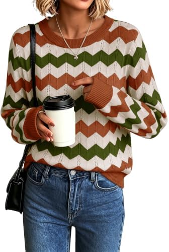 Womens Sweaters Crew Neck Long Sleeve Casual Fall Outfits Fashion Clothing