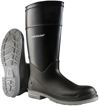 Dunlop Goliath Steel Toe - Waterproof Work Boots for Men & Women - Safety Boots Made from PVC - Rubber Boots with Chemical Protection - Black - Size 6