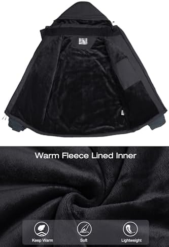 CAMELSPORTS Mens Winter Jacket Waterproof Warm Snow Ski Jackets Faux Fur Fleece Rain Coats with Removable Hood